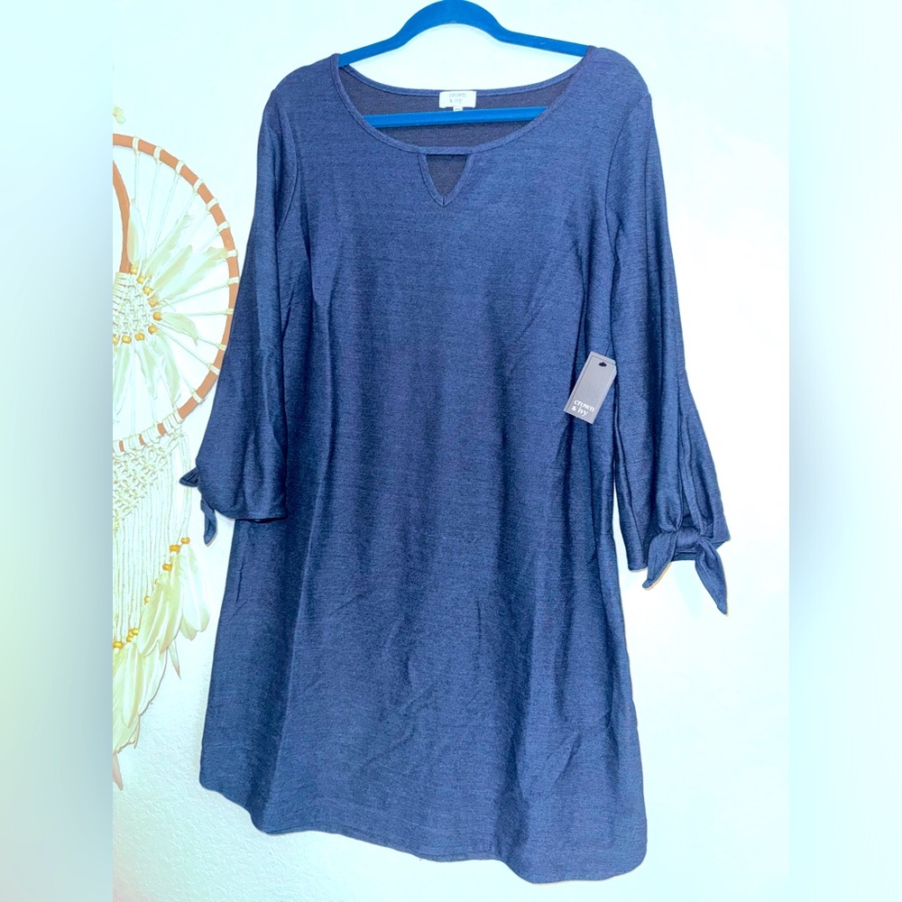 NWT Crown & Ivy denim pattern dress size medium